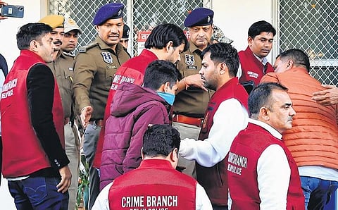Rajasthan and Delhi Police arrive in Jaipur on Sunday with an accused in the murder of Karni Sena president Sukhdev Singh Gogamedi | PTI