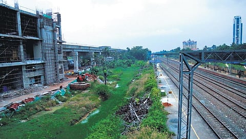 The under-construction metro terminal near Tripunithura railway station. The municipality has proposed to build a bus terminal near the area to make it a multiple mode transport hub | T P Sooraj