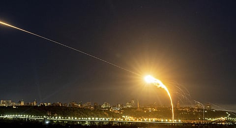 FILE PHOTO: Ukrainian air defense intercepts a drone mid-air in Kyiv, Ukraine | AP