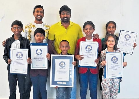 The six children who  made it to the Guinness Book of World Records, last month.