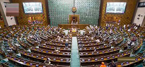 Parliamentarians in the Lok Sabha during the Winter session of Parliament, in New Delhi, Thursday, Dec. 14, 2023. (PTI Photo)