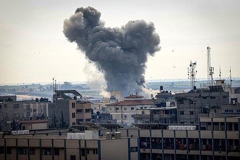 Smoke billows during Israeli bombardment of Rafah in the southern Gaza Strip on December 14, 2023 | AP