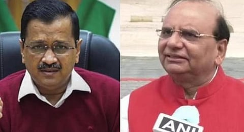 A collage of Delhi Chief Minister Arvind Kejriwal (L) and Lieutenant Governor VK Saxena (FILE | ANI)