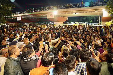Former Madhya Pradesh chief minister Shivraj Singh Chouhan during his visit, in Vidisha, Thursday, Dec. 14, 2023. (PTI Photo)