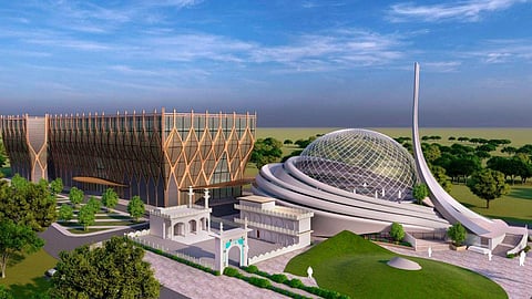 FILE -  A blueprint of the Ayodhya mosque released by Indo-Islamic Cultural Foundation.