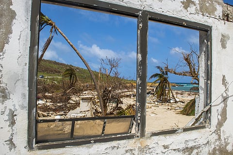 FILE - Debris cover the beach in the Oyster Pond district on the French Caribbean island of Saint-Martin on September 27, 2017, three weeks after the passage of Hurricane Irma. (AFP Photo)