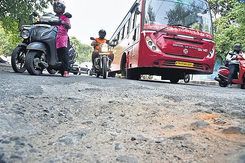 A damaged stretch near Royapuram in Chennai | P Ravikumar