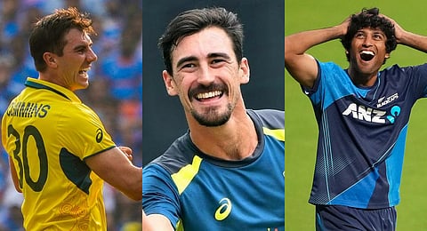 Pat Cummins, Mitchell Starc and Rachin Ravindra.