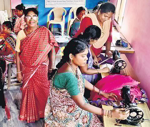 Women attending tailoring class. (Photos: P Jawahar)