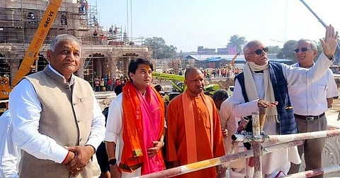 Union Civil Aviation Minister Jyotiraditya Scindia along with UP CM Yogi Adityanath reviews preparedness of under-construction Shri Ram International Airport in Ayodhya.