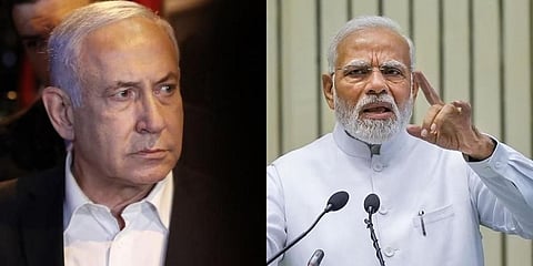 (L-R) Israeli Prime Minister Benjamin Netanyahu (Photo| AFP) Prime Minister Narendra Modi. (Photo | PTI)