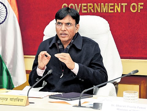 Health minister Mansukh Mandaviya holds a review meeting on preparedness of the states and Union Territories to deal with spike in Covid-19 cases | x