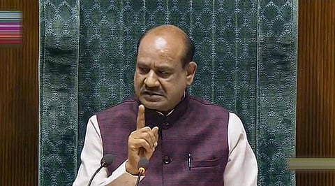 Lok Sabha Speaker Om Birla conducts proceedings in the House during the Winter session of Parliament, in New Delhi, Thursday, December 21, 2023. (Photo | PTI)