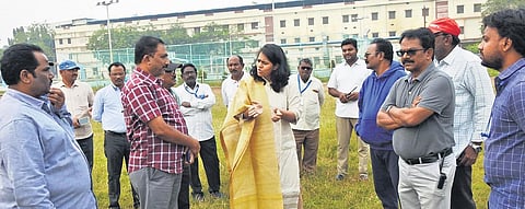 GMC chief Kirthi Chekuri inspecting arrangements for CM’s visit in Guntur I Express