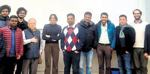 Filmmaker Vasugi Bhaskar (fifth from left) during his film’s screening in Berlin | Express