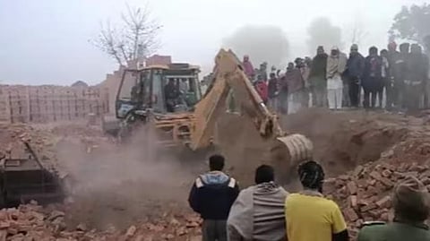 Screengrab from the brick kiln collapse incident in Lahauli village of Roorkee in Uttarakhand where six labourers were buried alive.