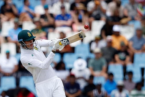 South Africa's Marco Jansen plays a shot during the third day of the first Test against India at SuperSport Park in Centurion (Photo | AFP)