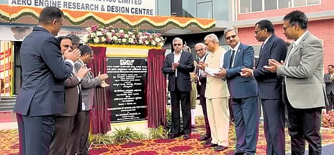 Defence secretary Giridhar Aramane inaugurates a new design and test facility at HAL’s AERDC in Bengaluru on Friday | Express