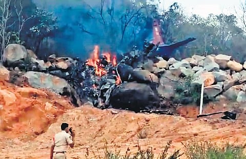 The trainer aircraft that crashed near Toopran on Monday leaving two pilots dead