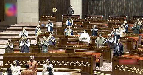 Rajya Sabha MPs during the Winter Session of the Parliament, in New Delhi on Wednesday. (Screengrab | SansadTV)