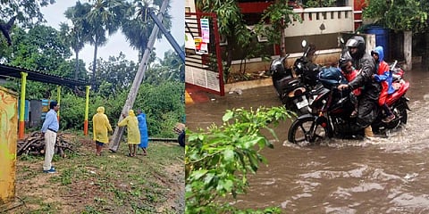 n electric pole got uprooted at Machilipatnam in Krishna district; Heavy Rain lashed at KRM colony in Visakhapatnam on Tuesday
