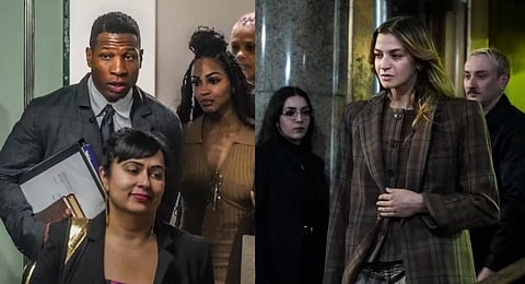 Jonathan Majors; his former girlfriend Grace Jabbari (AP)