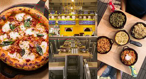 Hand-tossed pizza; The décor; Home-made pasta. (Photo | Express)