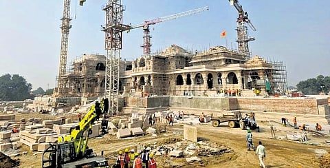 Construction is going on at the Ram Temple site at Ayodhya ( Img | Express