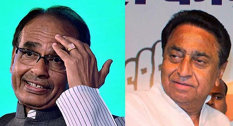 Madhya Pradesh Chief Minister Shivraj Singh Chouhan and and his predecessor Kamal Nath.