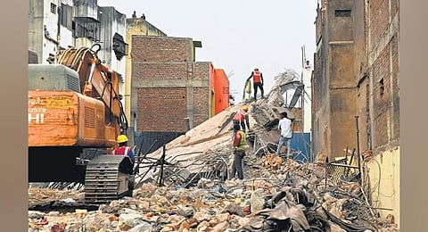 The demolition was taken up on the advice of the NIT Warangal experts who found that the structural stability of the building had turned weak.