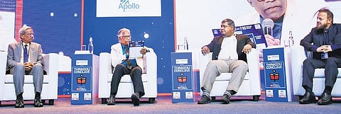 Basuthkar J Rao, TV Kattimani, Sankarshan Basu and Zafar Sareshwala (R to L) | Express