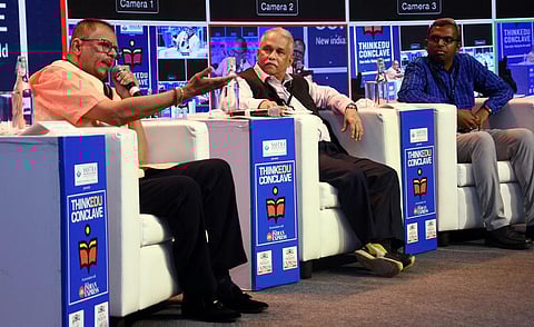 Jayaprakash Gandhi, Milind Marathe and Andrew Thangaraj. (Photo | R Satish Babu, EPS)