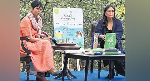 Noted writers Janice Pariat and Aanchal Malhotra engaged in dialogue with a keen audience comprising ardent readers on a pleasant Saturday afternoon.