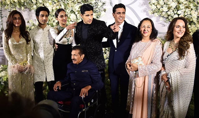 The families of the celebrity couple on their reception night. (Photo | ANI)
