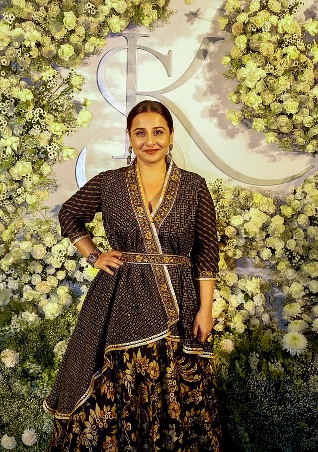 Actor Vidya Balan at the wedding reception of Sidharth Malhotra and Kiara Advani in Mumbai. (Photo | PTI)