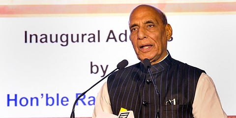 Defence Minister Rajnath Singh addresses during DRDO seminar at Aero India 2023, in Bengaluru, Tuesday, Feb. 14, 2023. (Photo | PTI)