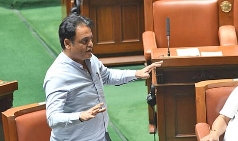 Higher Education Minister Dr CN Ashwath Narayan makes a point in the Assembly on Thursday | Express