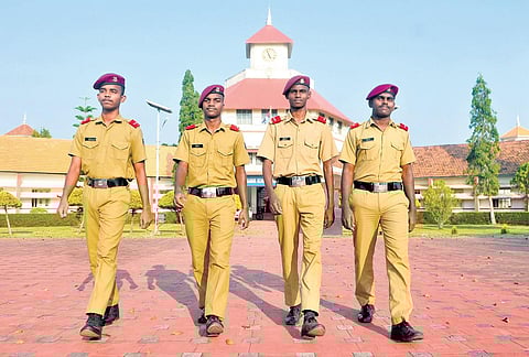 R Aneesh, N Binuraj, M Midhin and R Vishnu at Sainik School Kazhakootam | B P Deepu