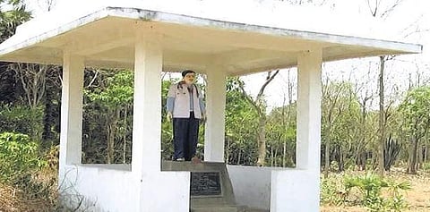 Statue of Dr Bendi Satish who died in a road accident at Kanugulavalasa village in Amadalavalasa mandal in Srikakulam | Express