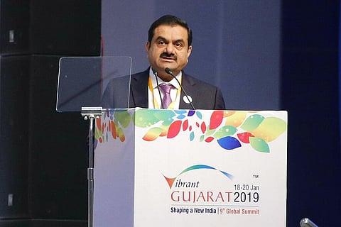Adani group Chairman Gautam Adani speaks during the inauguration of the 9th Vibrant Gujarat Global Summit in Gandhinagar, India on Jan. 18, 2019. (Photo | AP)