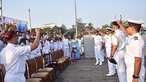 The Chief of the Naval Staff (CNS) Adm R Hari Kumar visited INS Nireekshak at Kochi on Monday. (Photo | Indian Navy)