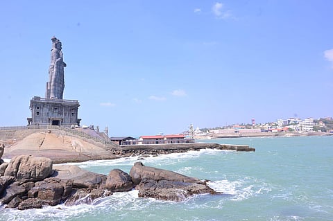 The 133-foot statue of Tamil poet Thiruvalluvar in Kanniyakumari.