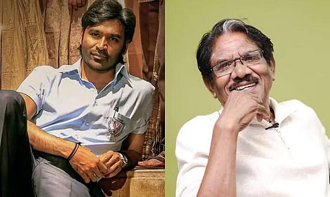 (L) A still from Dhanush's latest movie 'Vaathi', (R)  Filmmaker Bharathiraja