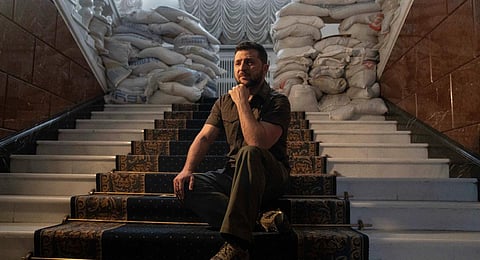 Ukrainian President Volodymyr Zelenskyy speaks during an interview with The Associated Press in his office in Kyiv. (File photo | AP)