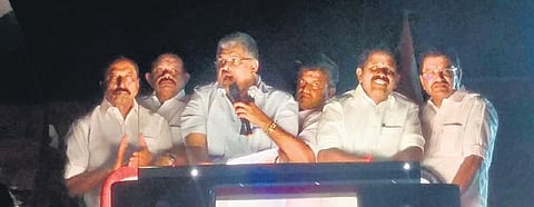 Tamil Maanila Congress leader GK Vasan campaigning in Erode on Tuesday | Express