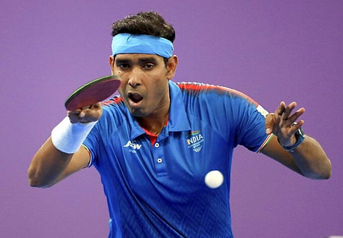 Indian paddler Sharath Kamal Achanta eyes the ball. (File Photo | AP)
