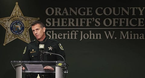 Orange County Sheriff John Mina addresses the media during a press conference about multiple shootings. (Photo | AP)