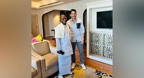 Music maestro Ilaiyaraaja with actor Naga Chaitanya.