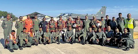 An IAF contingent comprising 110 personnel, which will participate in the Desert Flag Exercise, at UAE’s Al Dahfra airbase. (Photo | Express)