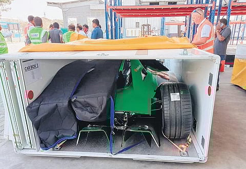 The first consignment consisting of 83 boxes of auto components arrived at the cargo terminal by a charter flight